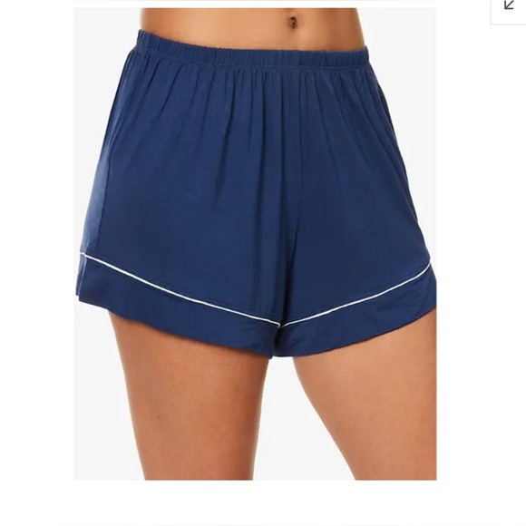 Gisele Relaxed-Fit Stretch-Woven Jersey Pajama Shorts Navy Ivory Small - Picture 1 of 4
